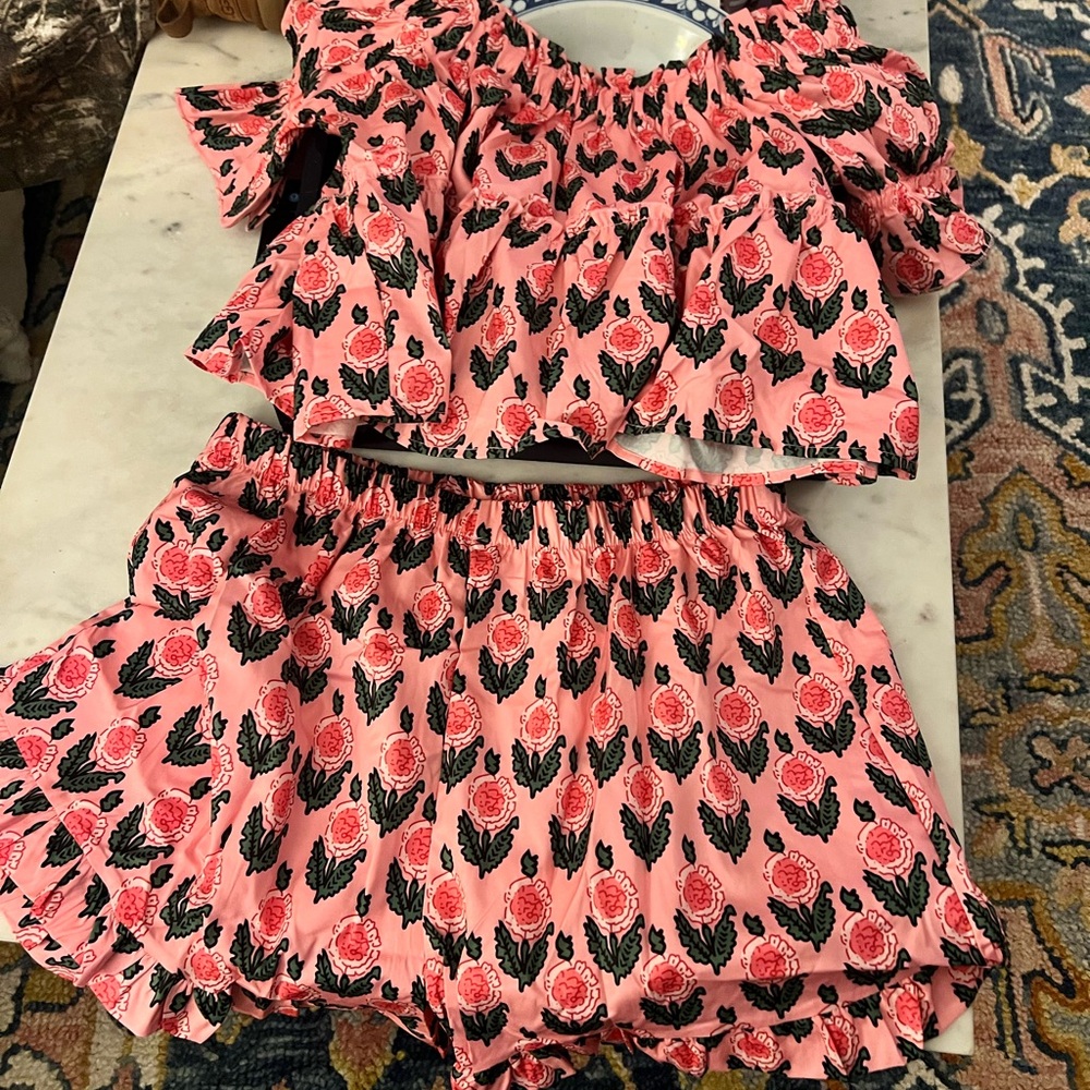Pink block print shorts set - Picture 4 of 4